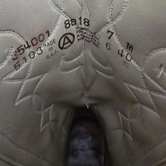 Acme Grey Leather Heel Boots Womens 7M Pointed Toe Western Cowboy Casual Shoe - Picture 4 of 6